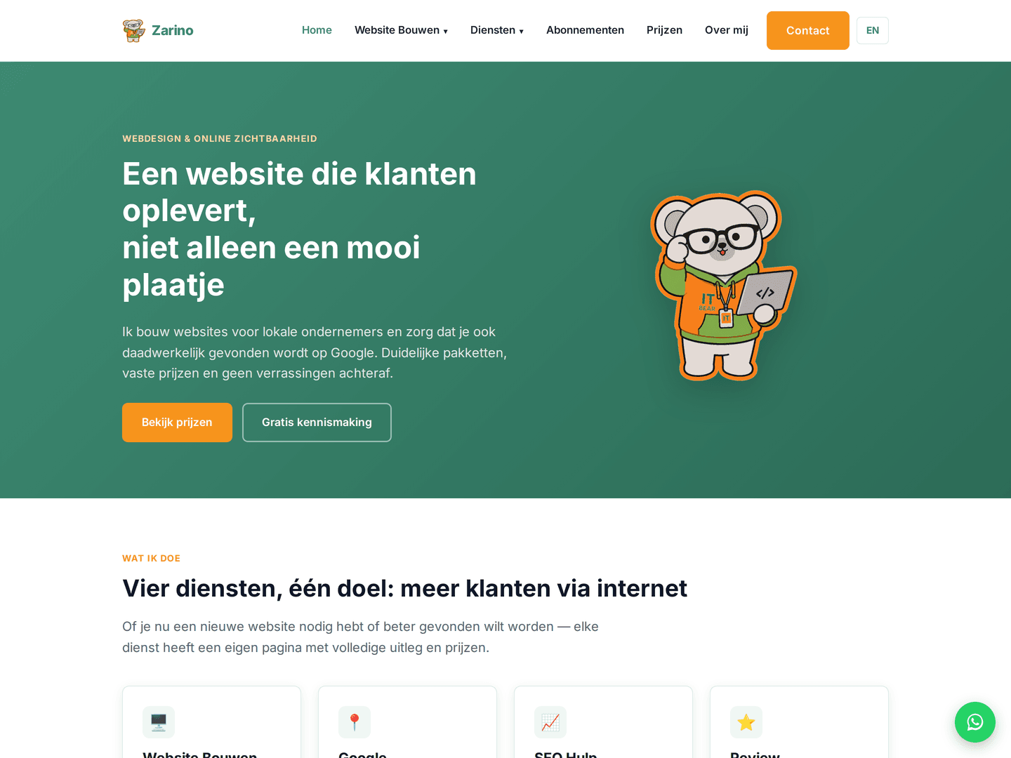 Zarino company website homepage